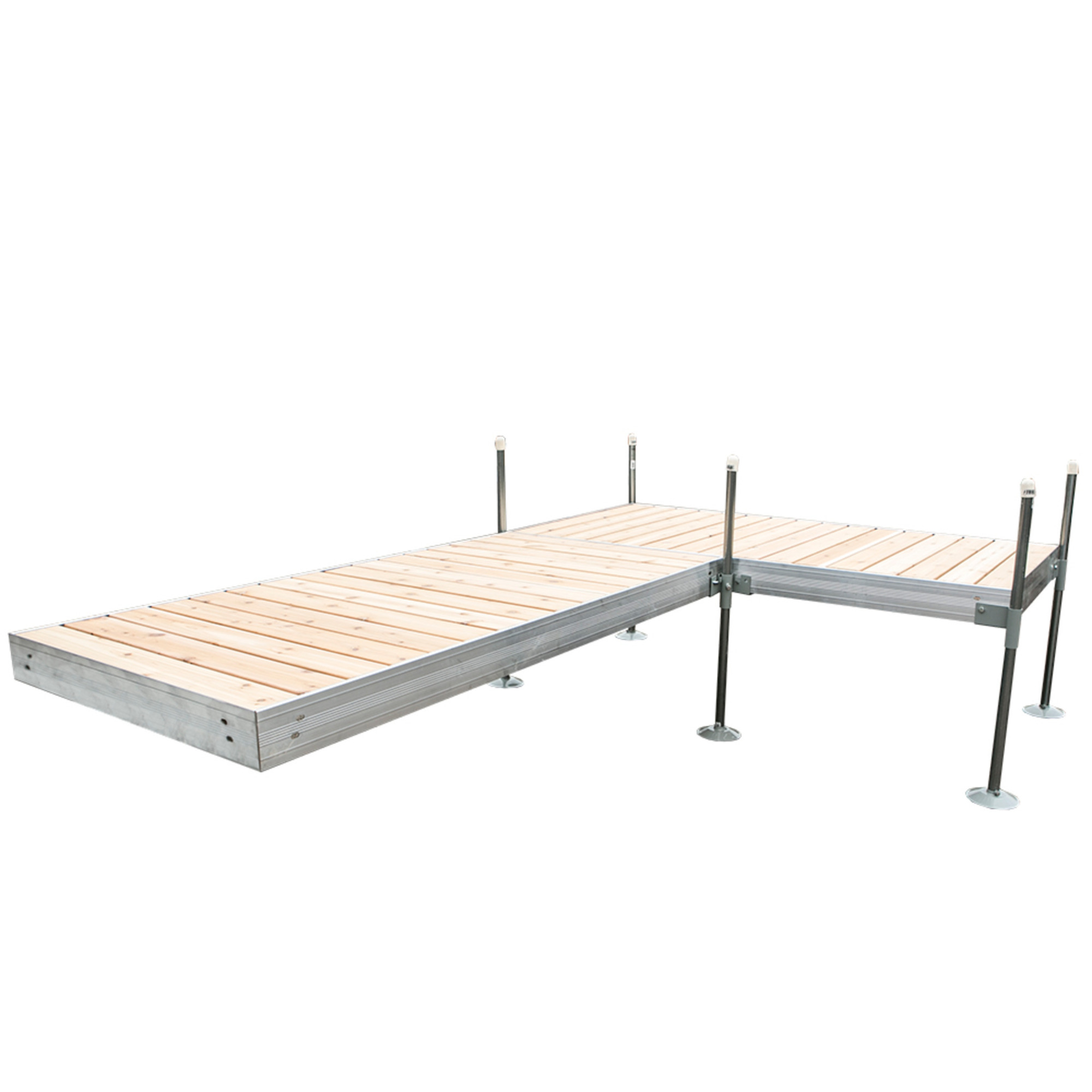 Tommy Docks L-Shaped Dock Kit - 12ft., Cedar Decking, Aluminum Frame, Model# TDLAC-40032